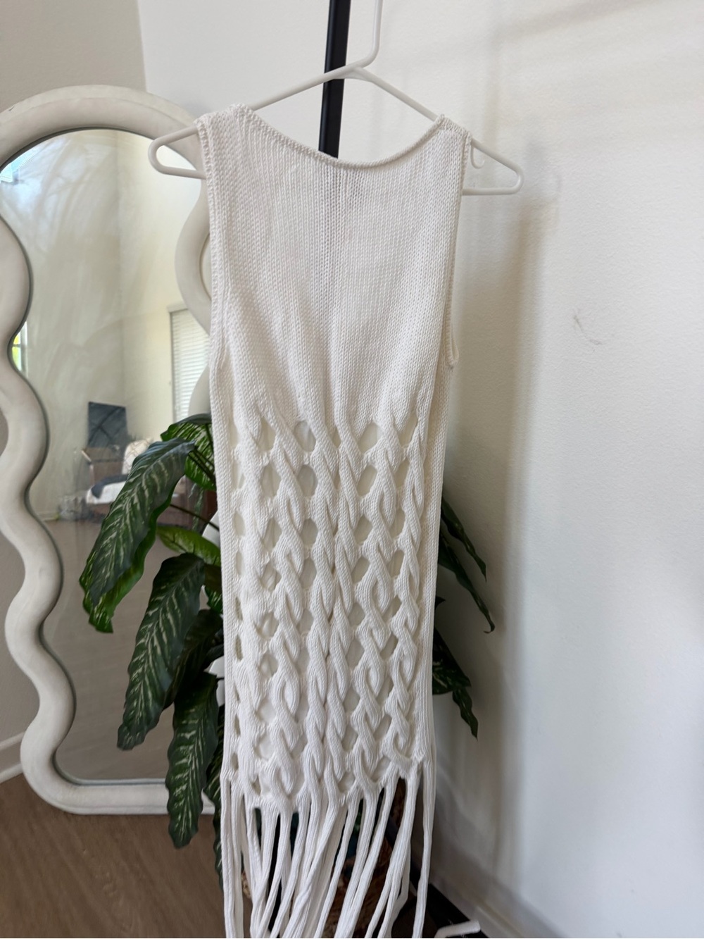 ANKVAS Aubri White heavy Crochet Fringe Tank Dress size small - Picture 8 of 10